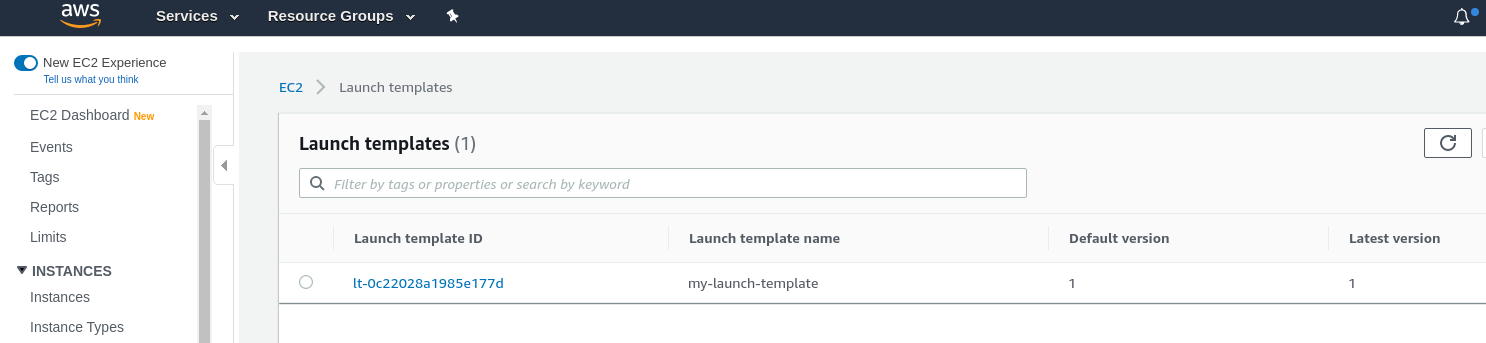 Select AWS launch template